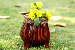 Jimkia Ceramic Plant Container (Three Leg Planter, Glossy Brown With Snack Painted On The Top) Handmade Planter Pot, Best For Decorative Flower Vase For Home Décor / Dining Table Décor, Office Table Decor ,Balcony Décor & Gift Purpose (Without Plant) Plant Container Set