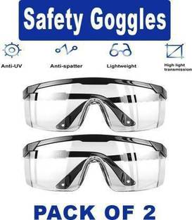 Solitaire Anti-Dust Windproof Eye Protection Goggles Safety Goggles (Pack of 2) Foldable Adjustable Power Tool, Welding, Laboratory, Blowtorch, Wood-working Safety Goggle (Free-size) Blowtorch, Laboratory, Power Tool, Welding, Wood-working  Safety Goggle