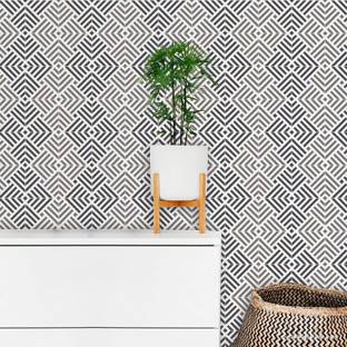Arhat Geometric pluzzed pattern ASR-E737 Glossy PVC Resuable Wall Stencils (Size: 18X18 inches) Stencil
