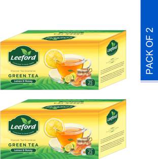 Leeford Green Tea Lemon with Honey Flavour ( 2 Box of 25 Tea Bags ) Honey Green Tea Bags Box