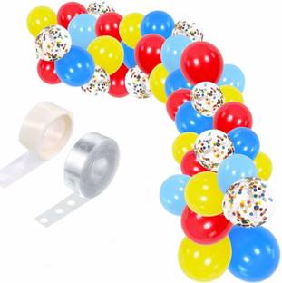 ZYOZI Solid 60 Pieces Carnival Circus Balloon Garland Arch Kit Blue Red Yellow Rainbow Confetti Balloons Fiesta Party Theme Decorations for Carnival Theme Baby Shower Wedding Birthday Party Supplies(Pack of 60) Balloon