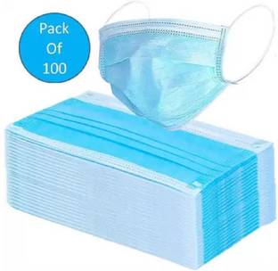 BUWCH V+ 5 Layer Reusable Mask Respirator with Valve Respirator DISPOSAL MASK USE AND THROW FOR GOOD HEALTH 75GSM Melt Blown Disposable mask with nose wire, BFE>95%, PFE>95%, SITRA, ISO & CE Certified(Free Size, Pack of 100) (Blue, Free Size, Pack of 100) Surgical Mask With Melt Blown Fabric Layer