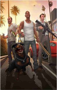 GTA Game Wall Poster For Room With Gloss Lamination M18 Paper Print