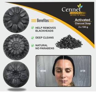 CENNET Activated Charcoal Soap For Women & Men Anti Wrinkle , Acne , Blackheads , Natural Detox Face & Body Soap