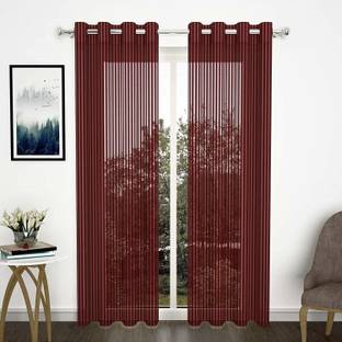 Brand Roots 153 cm (5 ft) Tissue Semi Transparent Window Curtain (Pack Of 2)