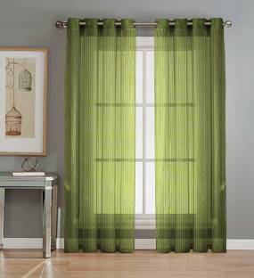 Brand Roots 274 cm (9 ft) Tissue Semi Transparent Long Door Curtain (Pack Of 2)