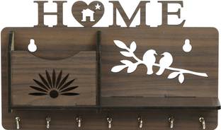ARVINDETHNIC LOVE BIRD DESIGN WOOD KEY HOLDER 7 HOOKS Wood Key Holder