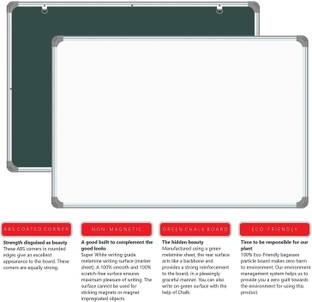 NV COLLECTION Non Magnetic One Side White Board Marker and Reverse Side Chalk Board Surface School & Home Use 1.5ft x 2ft Non Magnetic Hanging Whiteboard & Green Greenboards