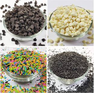 Pramix Premium Combo of Sprinkles, Dark Chocolate Chips and Milk Chocolate Chips 300 gm ( Eack Pack Wt. 75 gm) Truffles