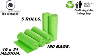 Vruta GREEN 19x21 pack of 5 ( 150 BAGS) Recyclable Garbage Bags. Medium 13 L Garbage Bag  Pack Of 150