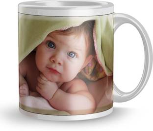 THE NK Store Baby Face Blue Eyes Cute Printed Colorful Ceramic Coffee And Tea 320ml Multicolor (1614 ) Ceramic Coffee Mug