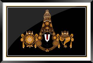 DBrush Lord Tirupati Balaji Photo Framed Balaji Glass Painting Modern Wall Art Decor Digital Reprint 12 inch x 18 inch Painting