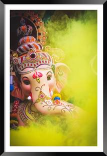 DBrush God Ganesha Religious Photo Frame Without Glass Painting For Home and Office Digital Reprint 18 inch x 12 inch Painting