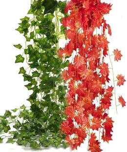 Improvhome Green, Orange Magnolia Artificial Flower