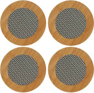 PuthaK Round Bamboo Coaster Set