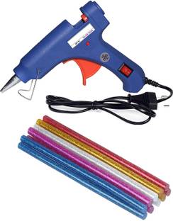 T Gum 20 watt / Blue with 12 glitter color Glue sticks/with indicator/with on-off button/with stand/high quality/hot melt Standard Temperature Corded Glue Gun