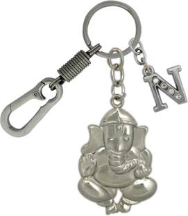 HANDSOME ISK Lord Ganesha Blessings Attractive Metallic design with Latter N and High Quality Locking Lock, you can also use as a Perfect way for carrying your Car, Bike, Scuty, Home or Office keys in style also it’s a Creative Gift you can give to your love once Key Chain