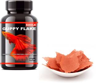 EAGLE Guppy Flakes, 100ML | BREEDING , HIGH PROTEIN , FAST GROWTH 0.1 kg Dry Adult, Young, Senior, New Born Fish Food