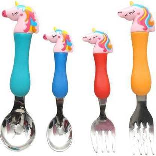 Mistazzo SUS304 Unicorn Stainless Steel Fork & Spoon Set Stainless Steel, Plastic Table Spoon Set