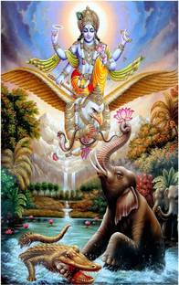 God Vishnu Wall Poster For Room With Gloss Lamination M42 Paper Print