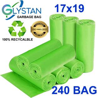 GLYSTAN Garbage bag green 17x19 pack of 8x30 ( 240,piece ) Small 15 L Garbage Bag  Pack Of 240
