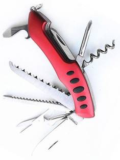 AlexVyan Red and Black Dot 11 In 1 Stainless Steel Multi Functional Swiss Army Style Knife 11 Multi-utility Knife