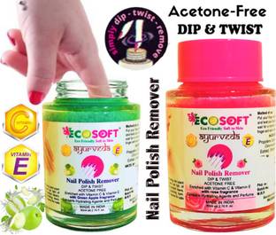 ECOSOFT AYURVEDA Ultimate Premium Dip & Twist Instant Nail Polish Remover Nail Polish Remover - Acetone Free, Enriched with Vitamin C or Vitamin E with ROSE orGreen Apple Fragrance.Contains Hydrating Agents & Perfume.