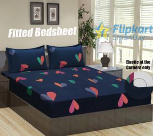 Flipkart SmartBuy 140 TC Microfiber Double Abstract Fitted (Elastic) Bedsheet