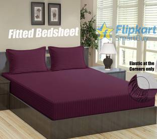 Flipkart SmartBuy 144 TC Microfiber Double Striped Fitted (Elastic) Bedsheet