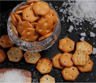 Gattani Sales Vegan Salted Mini Biscuits | Salted Crackers | Hexagonal Biscuit Salted Biscuit
