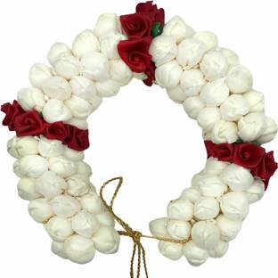 Kavmart Gajra (Pack of 1) Mogra Fragrance Artificial Hair Juda Gajra(Plain) Hair Accessory Set (Maroon,White) Hair Accessory Set