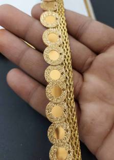 Mezin Round Mirror Sequence (13MM Gold) Hanging Lace Border and Material Tassel, Latkan, Jhalar, Fringe for Dress, Saree, Lehenga, Dupatta, Bag, Craft and Decorations (9 Mtr) Lace Reel