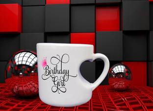 V Kraft "unique birthday girl printed mug " unique heart shape inner cut coffee mug\tea cup for birthday anniversary and any other special day love quote printed Ceramic love Perfect Gift to Anyone On Any Occasion | Coffee\milk mug & Tea Cup | Pack of 1 Ceramic Coffee Mug