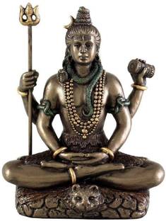 kakajiji Handicraft Cold Cast bronze Lord Shiva Statue for Home decor I god idols for home temple I home temple decoration items I god idols for car dashboard I shiva statue I shiv ji murti I bronze god idols Decorative Showpiece  -  9 cm