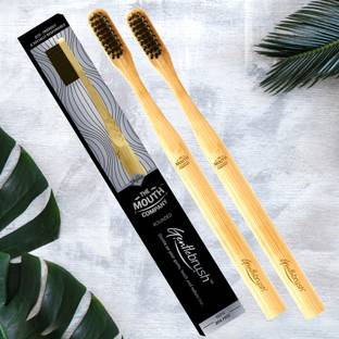 The Mouth Company Gentlebrush Round - Premium Bamboo Toothbrush with Charcoal Activated Bristles Soft Toothbrush