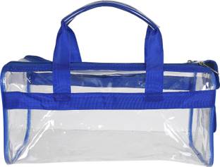 KUBER INDUSTRIES Large Size Crystal Clear Plastic Cosmetic Bags Travel PVC Vinyl Toiletry Bag, Zipper Large Transparent Waterproof Make-Up Case Organizer Bag (Blue) Travel Toiletry Kit