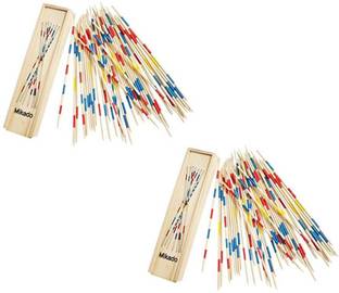 RVM Toys Pack of 2 Mikado Wooden 31 Pick Up Sticks with Wooden Box Fun Family Indoor Board Game Toy for Adults and Kids 6+ Years Board Game Accessories