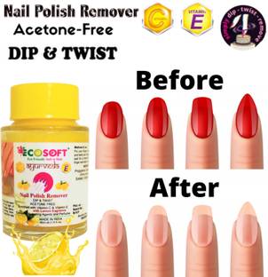 ECOSOFT AYURVEDA ADVANCE - Nail Polish Remover, Nail Paint Remover! Dip & Twist Instant! Remover - Acetone Free, Enriched with Vitamin C or Vitamin E with Lemon Fragrance. Contains Hydrating Agents & Perfume.