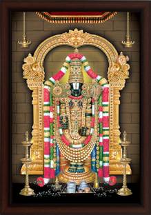Masstone Tirupati Balaji Religious UV Coated Matt textured Framed Digital Reprint 20 inch x 14 inch Painting