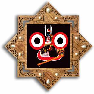 Poster N Frames Star shaped Wooden Frame with Photo of Sri Jagnnath Puri 20792 Digital Reprint 16.5 inch x 16.5 inch Painting