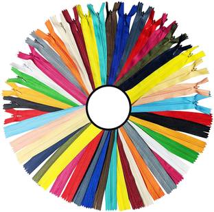 PRANSUNITA 60 Pcs Invisible Colorful Zipper Lace Tape, Size 8 inches for All Kinds of Sewing Crafts, Including Sewing Casual Pants, Skirts, pet Clothes, suitcases, Bags etc. Multicolor Nylon Invisible Zipper