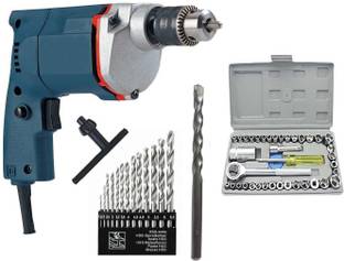 ISC DC 2310 High Quality Electric Drill Machine + 1 Masonary Bit + 13 Hss Bit + 40 Pcs Combination Socket set Pistol Grip Drill