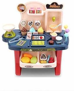 jmv Supermarket Shop, Pretend Play Shopping Toy Set with Sound Effect for Kids.