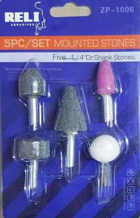 Qualigen 5Pcs Shank Mounted Stone Grinding Wheel Head Rotary Tool (3 mm) Rotary Tool