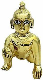 Dhruvi Brass Laddu Gopal/THAKURJI MURTI Idol/BAL Gopal/Heavy PEETAL MURTI NO.4 Decorative Showpiece  -  9 cm