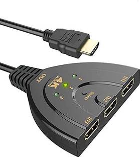 vrct  TV-out Cable HDMI Switch, 3 Port 4K HDMI Switcher 3x1 Switch HDMI Splitter Pigtail Cable Supports Full HD 4K 1080P 3D Player