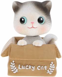 Daiyamondo LUCKY CAT BOBBLE HEAD SMALL IN SIZE BOBBLE HEAD CUTE CAT WITH SMILING FACE GIVE POSOTIVITY
