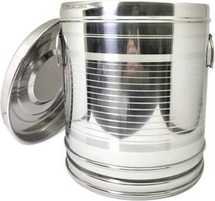 bartan hub Stainless Steel Large Rice/Flour(Aata) Container /Storage Set of 1 (Dishwasher Safe , 15 KG , Tea , Coffee , Sugar Container ) Stainless Steel Large Rice/Flour(Aata) Container /Storage Set of 1 (Dishwasher Safe , 15 KG , Tea , Coffee , Sugar Container ) 15 L Drum