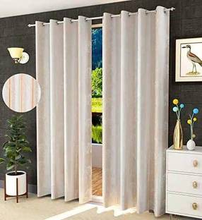 Kraftiq Homes 214 cm (7 ft) Door Polyester Semi Transparent Curtain (Pack Of 2)