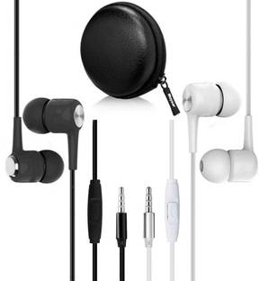 SPN 2 pack In-Ear Headphones with High Sensitivity Mic With Case Wired